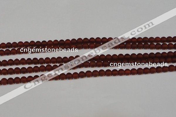 CAG6551 15.5 inches 5mm round matte red agate beads wholesale