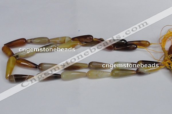 CAG6891 15.5 inches 10*30mm faceted teardrop line agate beads