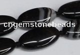 CAG6920 15.5 inches 15*30mm oval black line agate beads