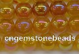 CAG7124 15.5 inches 12mm round AB-color yellow agate gemstone beads