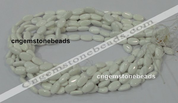 CAG724 15.5 inches 8*14mm oval white agate gemstone beads wholesale
