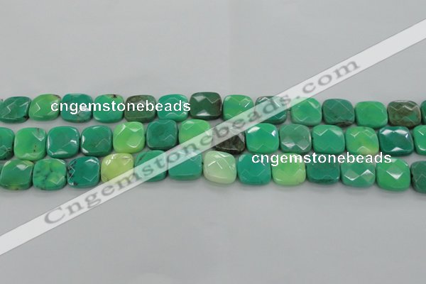 CAG7913 15.5 inches 15*15mm faceted square grass agate beads