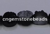 CAG7952 7.5 inches 8*10mm oval plated white druzy agate beads