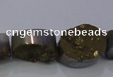 CAG7956 7.5 inches 10*14mm oval plated white druzy agate beads