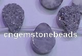 CAG8122 Top drilled 15*20mm teardrop silver plated druzy agate beads