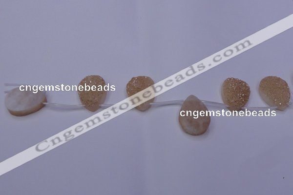 CAG8131 Top drilled 18*25mm teardrop champagne plated druzy agate beads