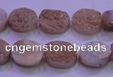 CAG8151 7.5 inches 10*14mm oval champagne plated druzy agate beads