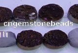 CAG8185 7.5 inches 15*20mm oval purple plated druzy agate beads