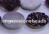 CAG8195 7.5 inches 18*25mm oval purple plated druzy agate beads
