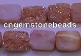 CAG8221 Top drilled 12*16mm rectangle champagne plated druzy agate beads