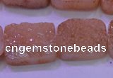 CAG8251 Top drilled 18*25mm rectangle champagne plated druzy agate beads