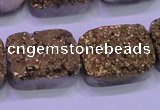 CAG8253 Top drilled 18*25mm rectangle glod plated druzy agate beads