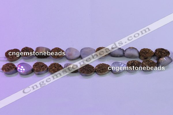 CAG8283 7.5 inches 12*16mm teardrop gold plated druzy agate beads