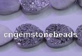 CAG8302 7.5 inches 15*20mm teardrop silver plated druzy agate beads