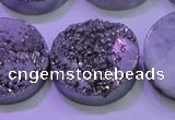 CAG8402 7.5 inches 30mm coin silver plated druzy agate beads