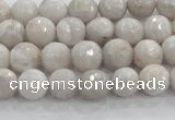 CAG8515 15.5 inches 8mm faceted round grey agate beads wholesale