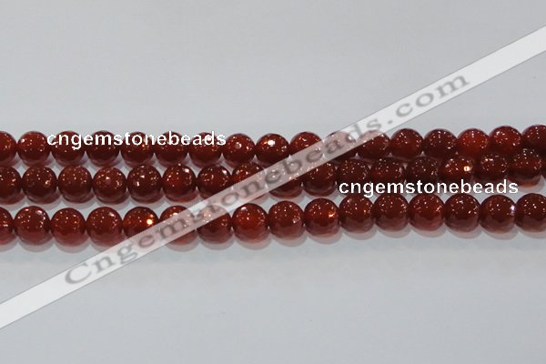 CAG8593 15.5 inches 12mm faceted round red agate gemstone beads
