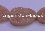 CAG8666 7.5 inches 22*30mm freeform champagne plated druzy agate beads