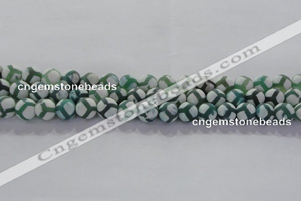 CAG8722 15.5 inches 10mm round matte tibetan agate gemstone beads
