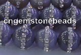 CAG8788 15.5 inches 12mm round agate with rhinestone beads