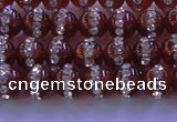 CAG8800 15.5 inches 6mm round agate with rhinestone beads