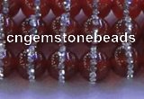 CAG8801 15.5 inches 8mm round agate with rhinestone beads