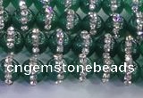 CAG8810 15.5 inches 6mm round agate with rhinestone beads