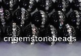 CAG8816 15.5 inches 8mm round agate with rhinestone beads
