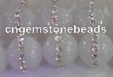 CAG8852 15.5 inches 10mm faceted round agate with rhinestone beads