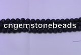 CAG8873 15.5 inches 10mm round matte black line agate beads