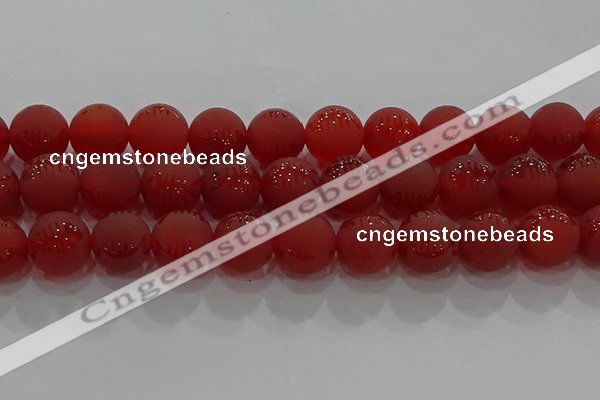 CAG8910 15.5 inches 12mm round matte red agate beads wholesale