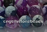 CAG8990 15.5 inches 12mm faceted round fire crackle agate beads