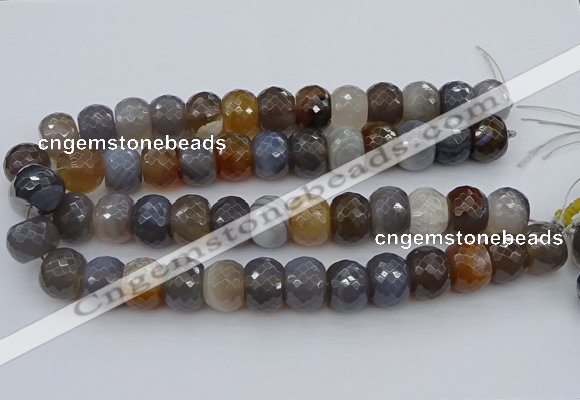 CAG9300 15.5 inches 15*20mm faceted rondelle grey agate beads