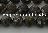 CAG9383 15.5 inches 10mm round matte turritella agate beads