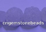 CAG9429 7.5 inches 12mm coin white plated druzy agate beads