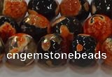 CAG9459 15.5 inches 12mm faceted round fire crackle agate beads