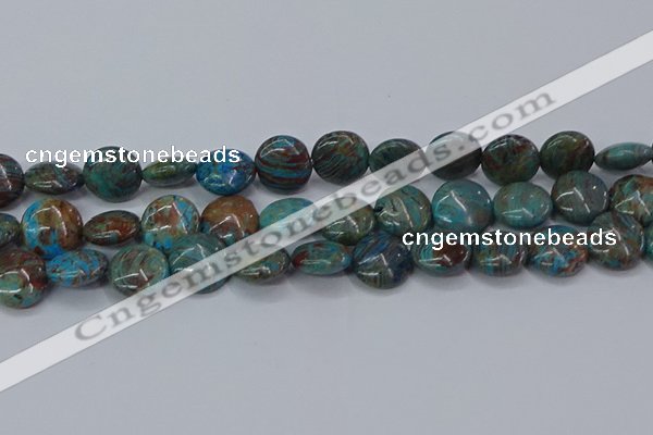 CAG9516 15.5 inches 16mm flat round blue crazy lace agate beads