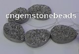 CAG9672 7.5 inches 30*40mm teardrop silver plated druzy agate beads