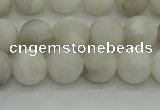 CAG9702 15.5 inches 8mm round matte grey agate beads wholesale