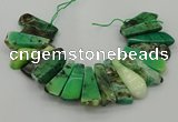 CAG9726 Top drilled 15*35mm - 18*40mm freeform grass agate beads