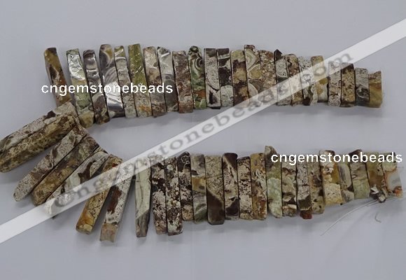 CAG9799 Top drilled 8*20mm - 10*48mm sticks ocean agate beads