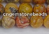 CAG9872 15.5 inches 12mm faceted round yellow crazy lace agate beads
