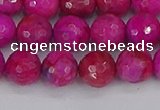 CAG9877 15.5 inches 8mm faceted round fuchsia crazy lace agate beads
