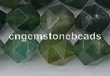 CAG9972 15.5 inches 12mm faceted nuggets moss agate beads