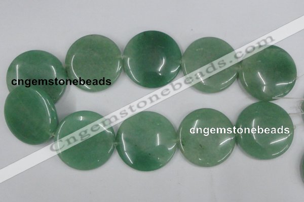 CAJ306 15.5 inches 40mm flat round green aventurine jade beads