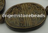 CAL22 14.5 inches 47*60mm carved oval agalmatolite beads