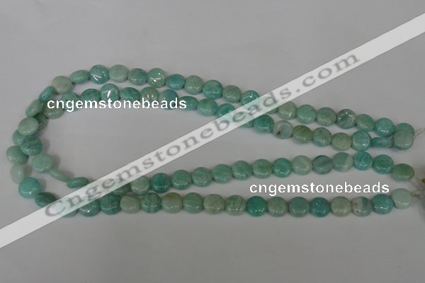 CAM1016 15.5 inches 10mm flat round natural Russian amazonite beads
