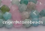 CAM1442 15.5 inches 8mm faceted nuggets amazonite & rose quartz beads