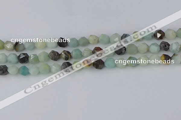 CAM1467 15.5 inches 8mm faceted nuggets black amazonite beads