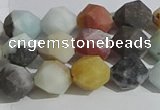 CAM1488 15.5 inches 8mm faceted nuggets matte black amazonite beads
